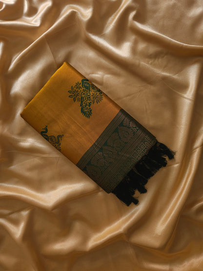 Golden Mustard Color Cotton Silk Blented Saree