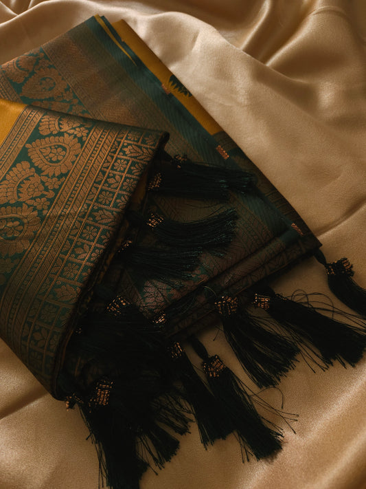 Golden Mustard Color Cotton Silk Blented Saree