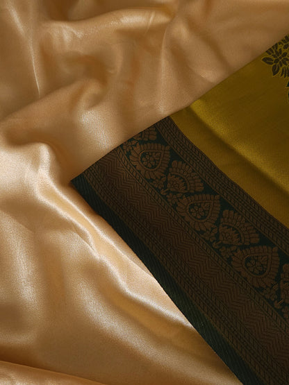 Light Green with Emerald Green ANd Golden & Antique  Border Saree