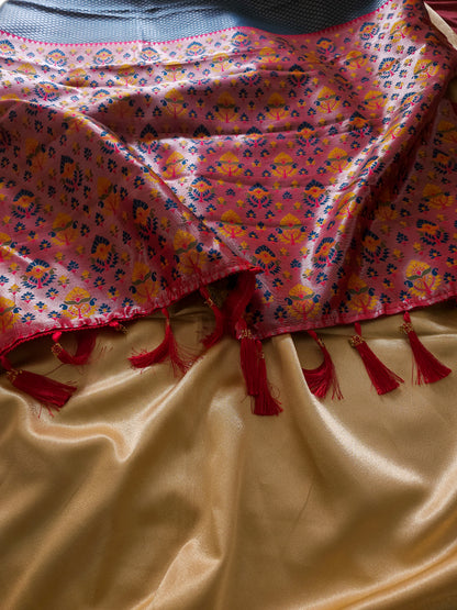 Premium Tissue silk Royal Midnight Blue & Ruby Pink Saree