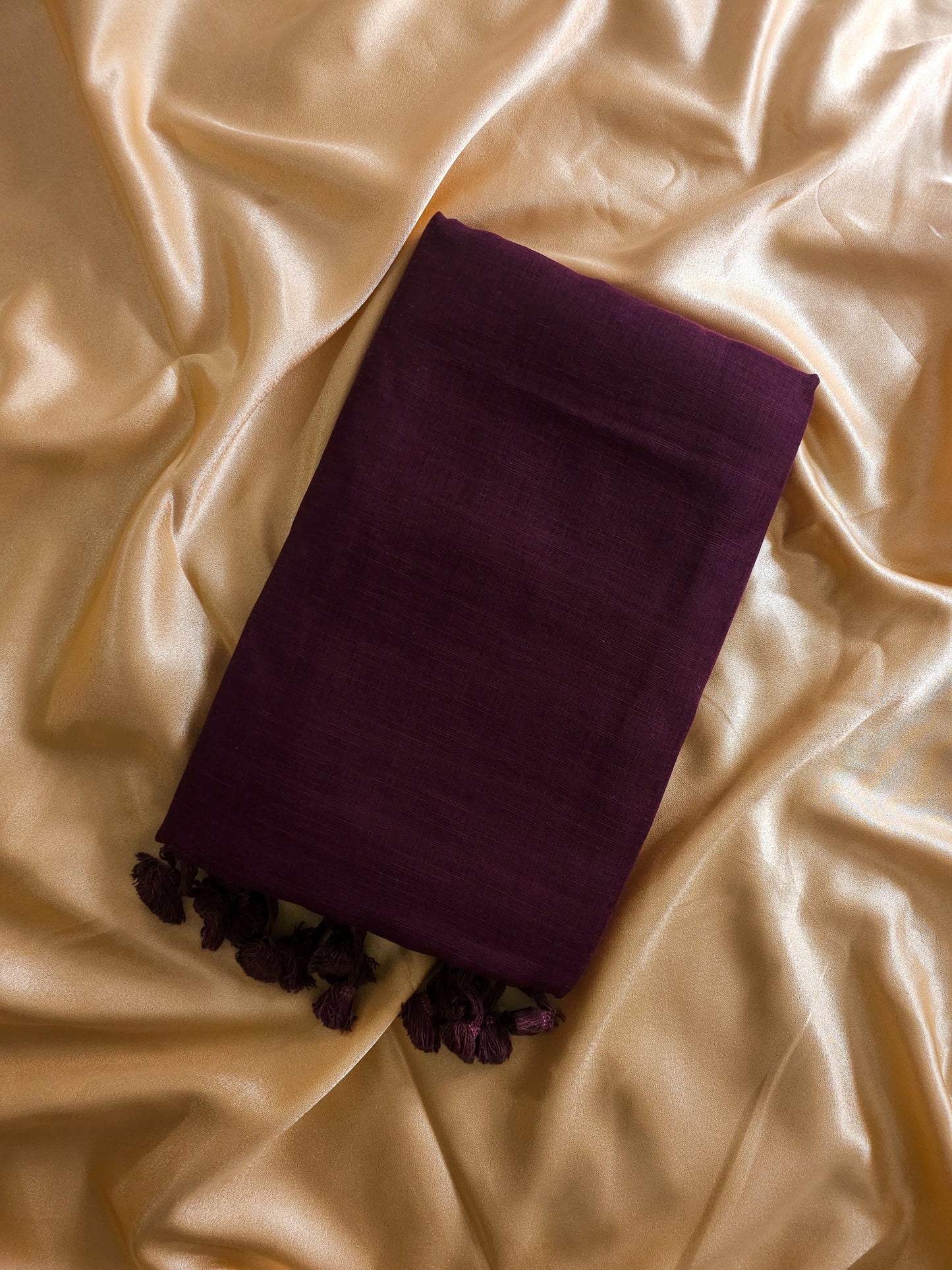 Plane Linen Violet Saree With Floral Print Blouse